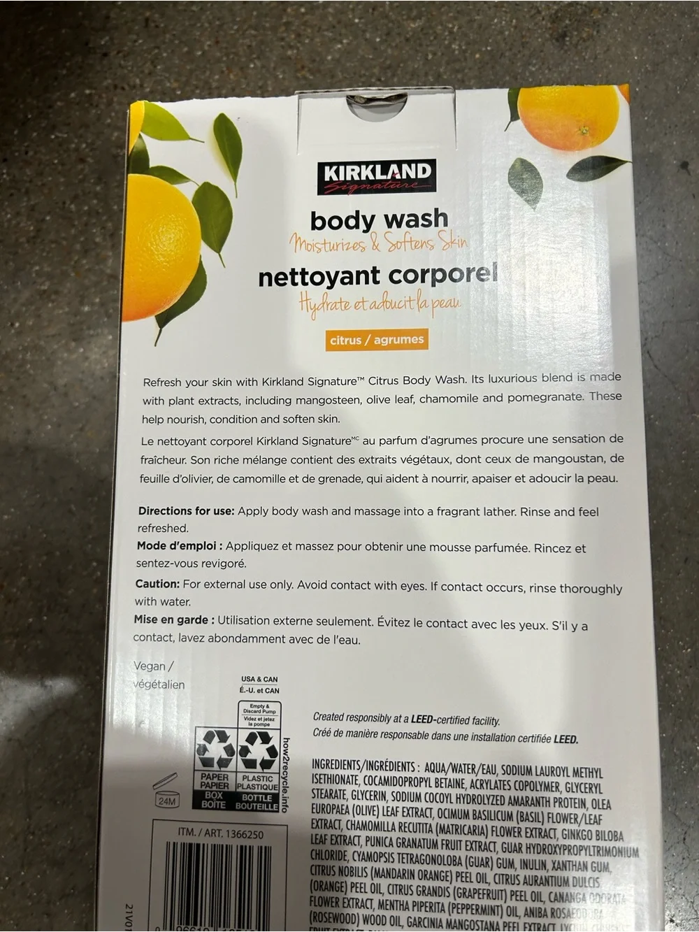 Kirkland Signature White & Orange Citrus Body Wash 2-Pack value pack new